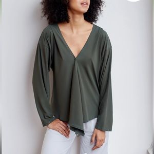 ADAY That’s A Wrap Moss Green Top